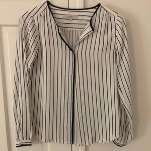 Ann Taylor Loft XS white and navy striped blouse. Like new.